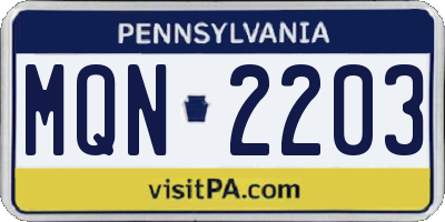 PA license plate MQN2203