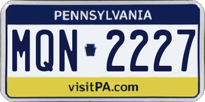 PA license plate MQN2227