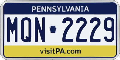 PA license plate MQN2229