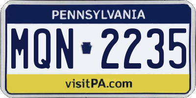 PA license plate MQN2235