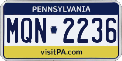 PA license plate MQN2236