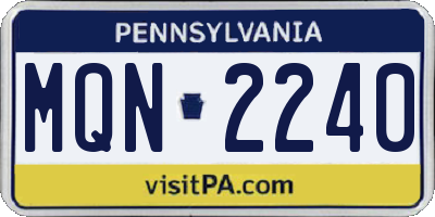 PA license plate MQN2240