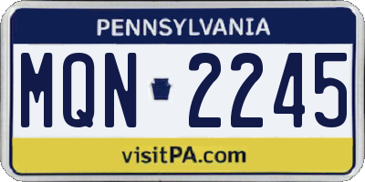 PA license plate MQN2245