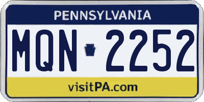 PA license plate MQN2252