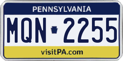 PA license plate MQN2255