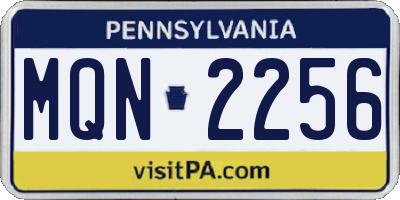 PA license plate MQN2256