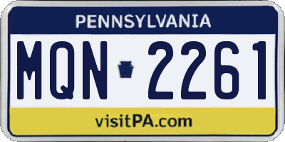 PA license plate MQN2261