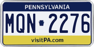 PA license plate MQN2276