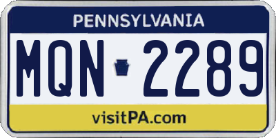PA license plate MQN2289