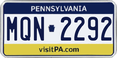 PA license plate MQN2292
