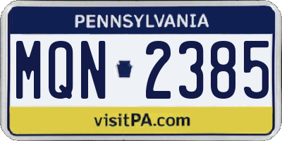 PA license plate MQN2385