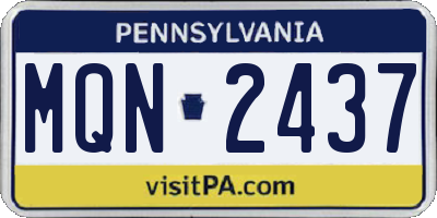 PA license plate MQN2437
