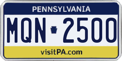 PA license plate MQN2500