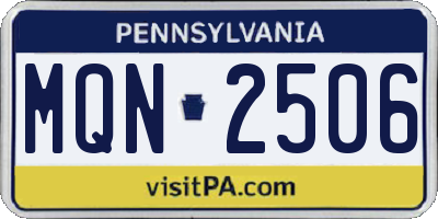 PA license plate MQN2506
