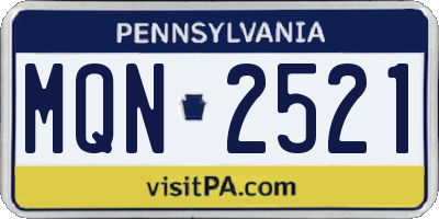 PA license plate MQN2521