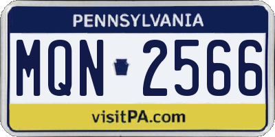 PA license plate MQN2566