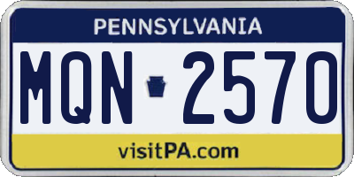 PA license plate MQN2570