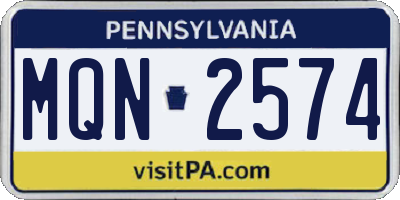 PA license plate MQN2574