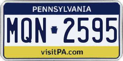 PA license plate MQN2595