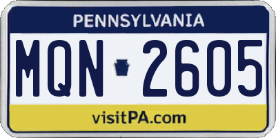 PA license plate MQN2605