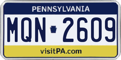 PA license plate MQN2609