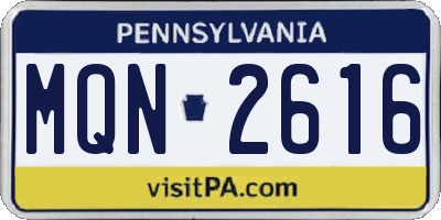 PA license plate MQN2616