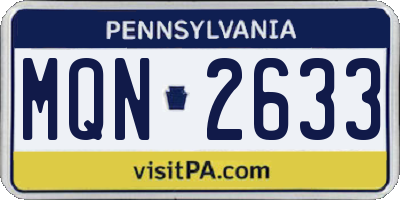 PA license plate MQN2633