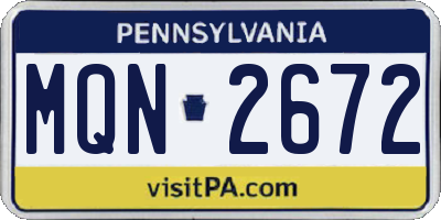 PA license plate MQN2672