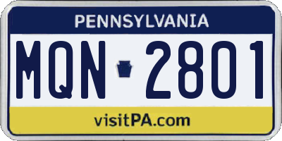 PA license plate MQN2801