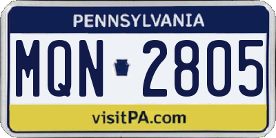 PA license plate MQN2805