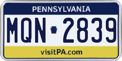 PA license plate MQN2839