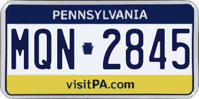 PA license plate MQN2845