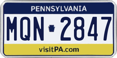 PA license plate MQN2847