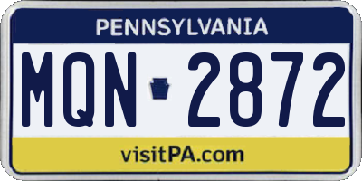 PA license plate MQN2872