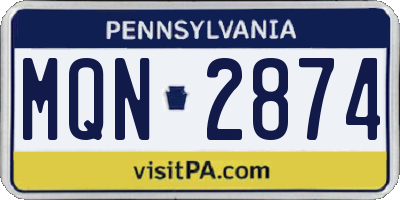 PA license plate MQN2874