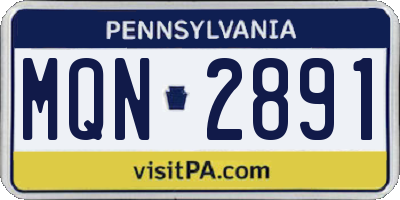 PA license plate MQN2891