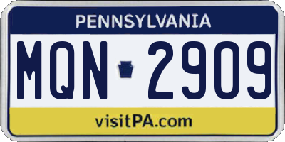 PA license plate MQN2909