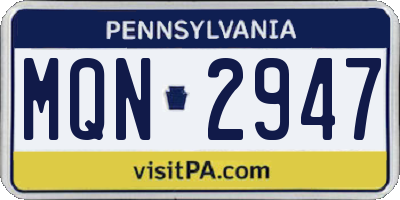PA license plate MQN2947