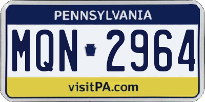 PA license plate MQN2964