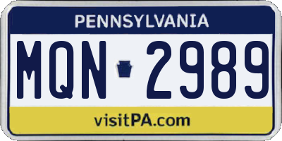 PA license plate MQN2989