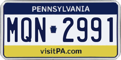 PA license plate MQN2991