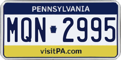 PA license plate MQN2995