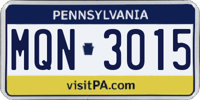 PA license plate MQN3015