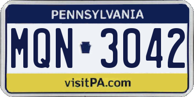 PA license plate MQN3042