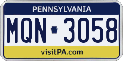PA license plate MQN3058