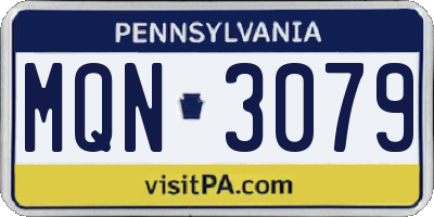 PA license plate MQN3079