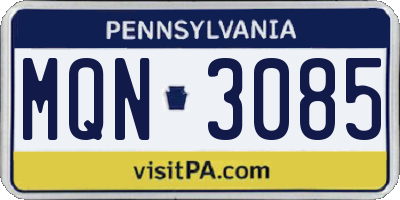 PA license plate MQN3085