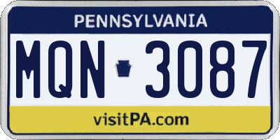 PA license plate MQN3087