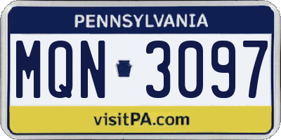 PA license plate MQN3097