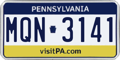 PA license plate MQN3141